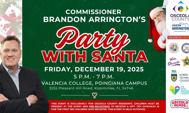 Commissioner Brandon Arrington to Host “Party With Santa” December 19 at Valencia College Poinciana Campus