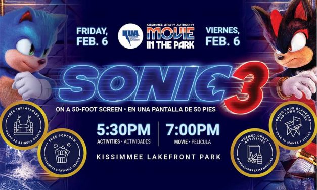 KUA Invites Community to Free “Movie in the Park” Featuring Sonic 3 at Kissimmee Lakefront Park February 6