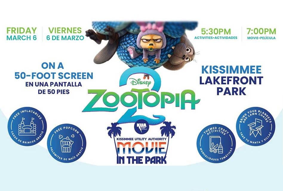 Kissimmee Utility Authority Hosting Free “Zootopia” Movie Night at Kissimmee Lakefront Park on March 6