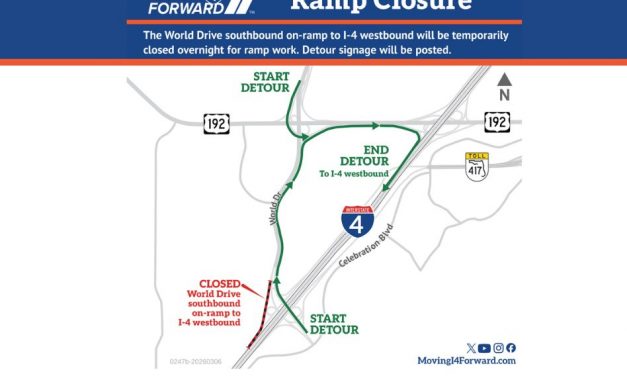FDOT Nightly Closure of World Drive Ramp to I-4 Westbound Begins Tonight