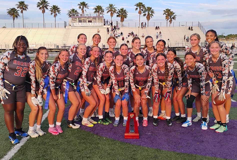 Harmony Girls Flag Football Ties School Wins Record, Captures District 10-4A Championship with 26-13 Victory Over Celebration