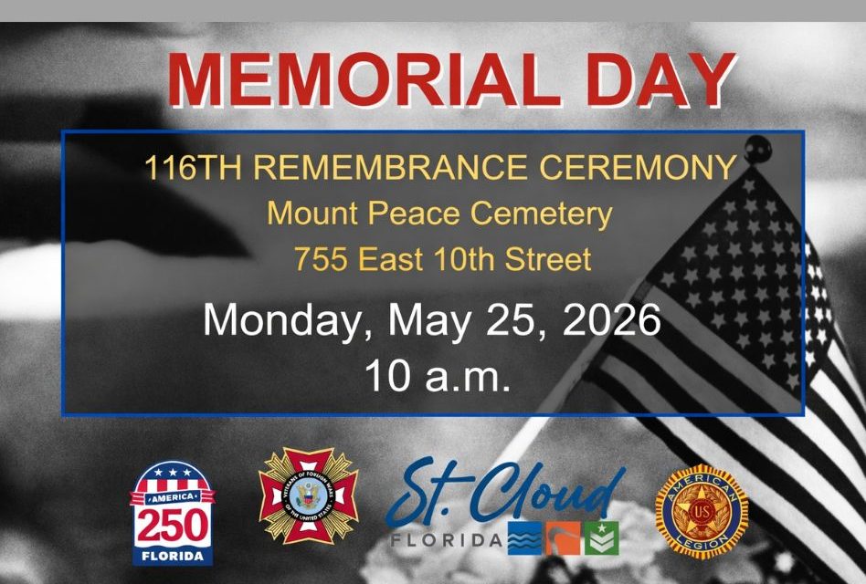 St. Cloud to Honor Fallen Heroes at Mount Peace Cemetery Memorial Day Ceremony on Monday, May 25