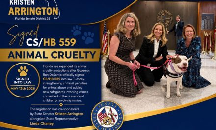 State Senator Kristen Arrington Applauds Governor DeSantis Signing Animal Cruelty Protection Law She Co-Sponsored