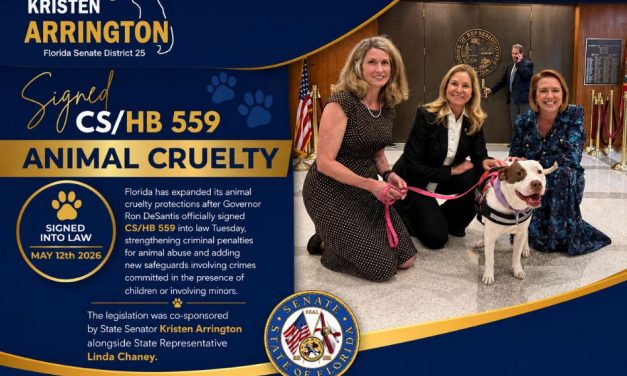 State Senator Kristen Arrington Applauds Signing of Animal Cruelty Protection Law She Sponsored With Rep. Linda Chaney