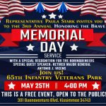 Representative Paula Stark to Host 3rd Annual “Honoring the Brave” Memorial Day Service at 65th Infantry Veterans Park