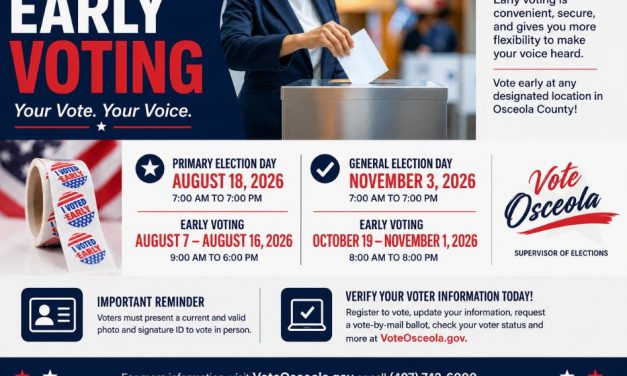 Early Voting Begins August 7 in Osceola County; 11 Convenient Locations Available for 2026 Elections, La Votación Anticipada Comienza el 7 de Agosto en el Condado de Osceola